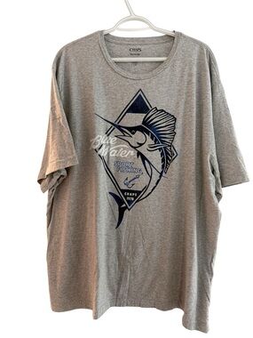 Chaps big man  Gray Tee with Navy Fishing Graphic 100% cotton